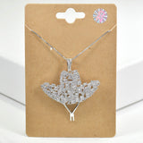 98896, WESTERN COWBOY HAT CUBIC ZIRCONIA PENDANT NECKLACE