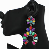 Western Squash Blossom Turquoise Stone Earring - view 2
