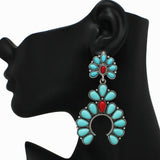 Western Squash Blossom Turquoise Stone Earring - view 3