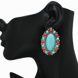 Western Oval Turquoise Stone Earring