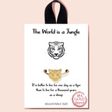 98912, GOLD DIPPED, "THE WORLD IS A JUNGLE" TIGER ADJUSTABLE RING