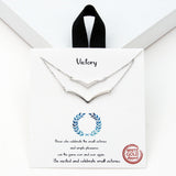 98918, GOLD DIPPED, "VICTORY" V-SHAPE CUBIC ZIRCONIA DOUBLE LAYERED NECKLACE