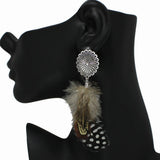 Western Concho with Feather Earring