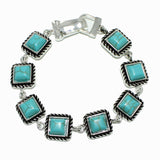 98940, WESTERN SQUARE TURQUOISE STONE MAGNETIC CLOSURE BRACELET