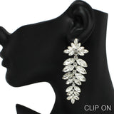 98950, MARQUISE RHINESTONE ACCENT CLIP ON EARRING