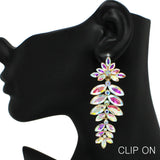 98950, MARQUISE RHINESTONE ACCENT CLIP ON EARRING
