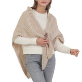 98977, CABLE KNITTED SHAWL WITH INSERT