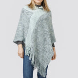 98991, MULTI COLOR KNIT HOODED PONCHO