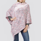 98991, MULTI COLOR KNIT HOODED PONCHO