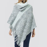 98991, MULTI COLOR KNIT HOODED PONCHO