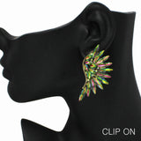 99010, WING RHINESTONE CLIP ON EARRING