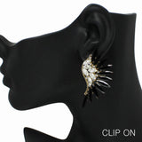 99010, WING RHINESTONE CLIP ON EARRING