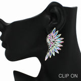 99010, WING RHINESTONE CLIP ON EARRING