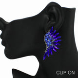 99010, WING RHINESTONE CLIP ON EARRING