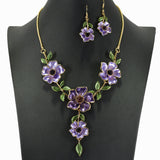 99013, FLOWER LEAF ENAMEL NECKLACE