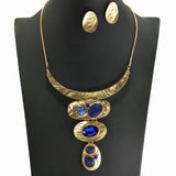 99017, GEOMETRIC TEXTURED METAL WITH RHINESTONE NECKLACE