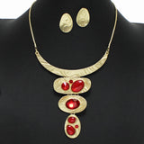 99017, GEOMETRIC TEXTURED METAL WITH RHINESTONE NECKLACE