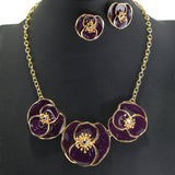 99018, TRIPLE FLOWER ENAMEL NECKLACE