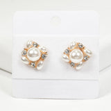 99023, PEARL WITH RHINESTONE STUD EARRING