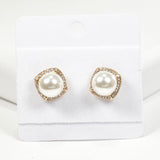99024, PEARL WITH RHINESTONE STUD EARRING