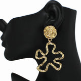 99032, HAMMERED GEOMETRIC METAL DANGLE EARRING