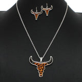 Western Leopard Bull Head Pendant Necklace