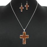99064, LEOPARD CROSS PENDANT NECKLACE