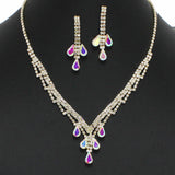 99085, TEARDROP ACCENT CRYSTAL RHINESTONE NECKLACE SET