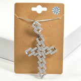 99091, CROSS CUBIC ZIRCONIA PENDANT NECKLACE