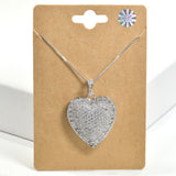 99092, HEART CUBIC ZIRCONIA PENDANT NECKLACE