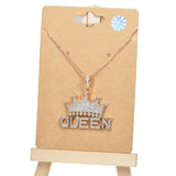 99093, "QUEEN" CROWN CUBIC ZIRCONIA PENDANT NECKLACE