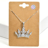 99094, CROWN CUBIC ZIRCONIA PENDANT NECKLACE