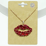 99095, BLING LIPS CUBIC ZIRCONIA PENDANT NECKLACE