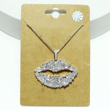 99095, BLING LIPS CUBIC ZIRCONIA PENDANT NECKLACE