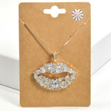 99095, BLING LIPS CUBIC ZIRCONIA PENDANT NECKLACE