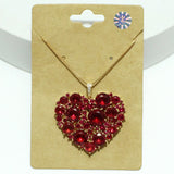 99096, HEART CUBIC ZIRCONIA PENDANT NECKLACE