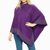 99098, BLING RHINESTONE ACCENT TURTLENECK PONCHO