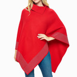 99098, BLING RHINESTONE ACCENT TURTLENECK PONCHO
