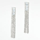 99119, BAGUETTE CUBIC ZIRCONIA ACCENT CRYSTAL RHINESTONE EARRING