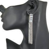 99119, BAGUETTE CUBIC ZIRCONIA ACCENT CRYSTAL RHINESTONE EARRING