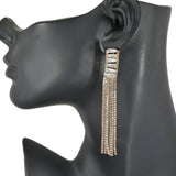 99119, BAGUETTE CUBIC ZIRCONIA ACCENT CRYSTAL RHINESTONE EARRING