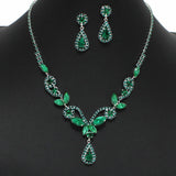 99124, BUTTERFLY ACCENT CRYSTAL RHINESTONE NECKLACE SET