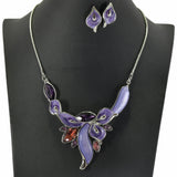99162, FLORAL CELLULOID ACETATE WITH RHINESTONE NECKLACE