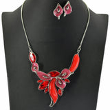 99162, FLORAL CELLULOID ACETATE WITH RHINESTONE NECKLACE