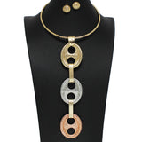 99166, BUTTON LONG DROP CHOKER NECKLACE