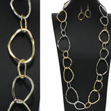 99170, HAMMERED CUTOUT GEOMETRIC LONG NECKLACE
