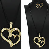 99171, HAMMERED DOUBLE HEART LONG PENDANT NECKLACE