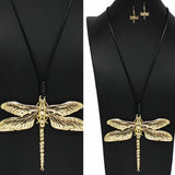 99172, OVERSIZED DRAGONFLY LONG PENDANT NECKLACE
