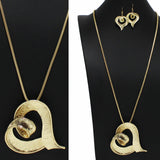 99173, TEXTURED HEART LONG PENDANT NECKLACE