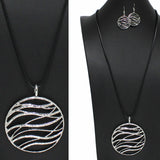 99175, TEXTURED WAVY ROUND LONG PENDANT NECKLACE